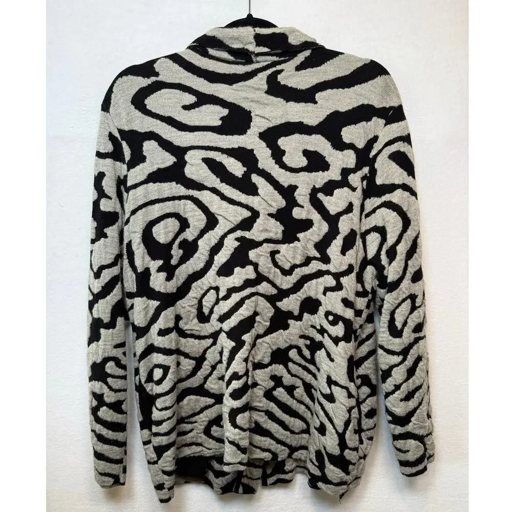 Chico's Patterned Wool Blend Full Zip Cardigan, Size 3
